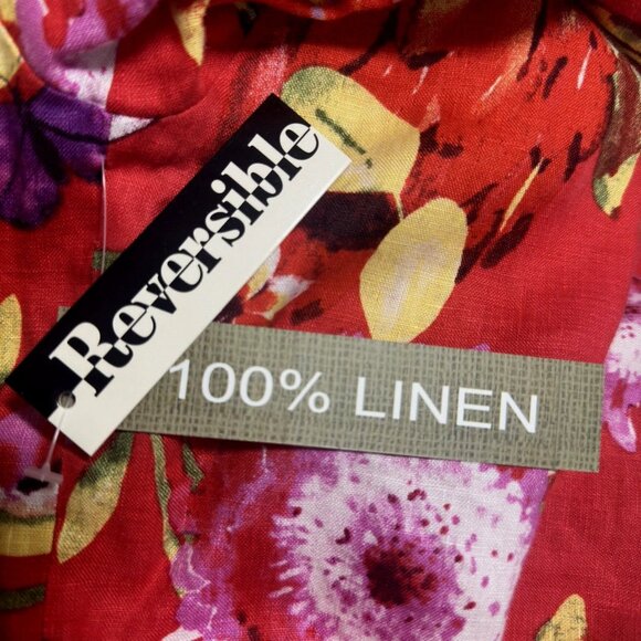 Peck & Peck Reversible Linen Blazer Sz L Red Floral Resortcore Quiet Luxury VTG - Picture 5 of 7